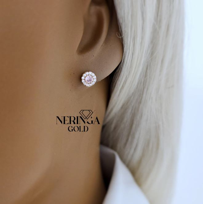 Rose gold stud earrings #68209