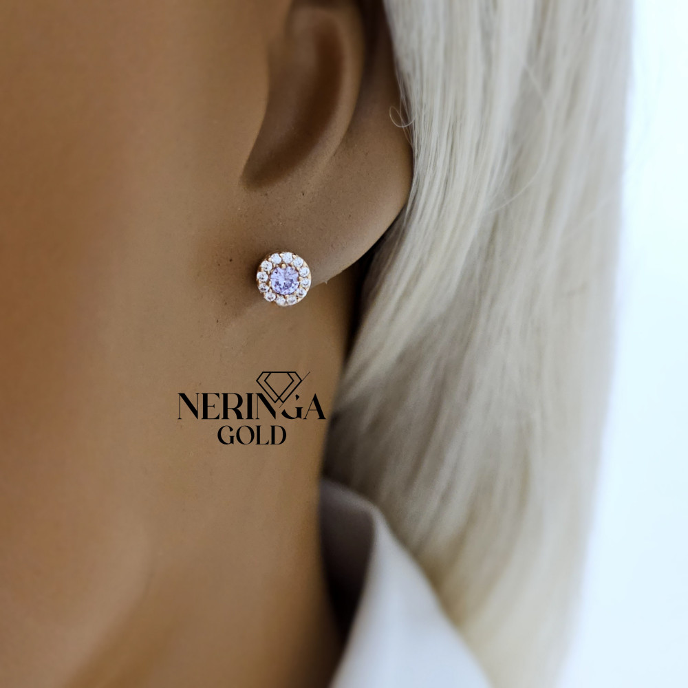 Rose gold stud earrings #68206