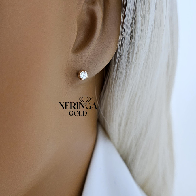 Rose gold stud earrings #63660