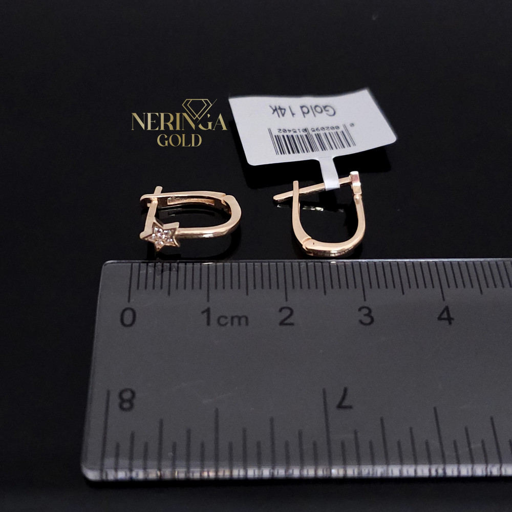 Rose gold english lock earrings #67713