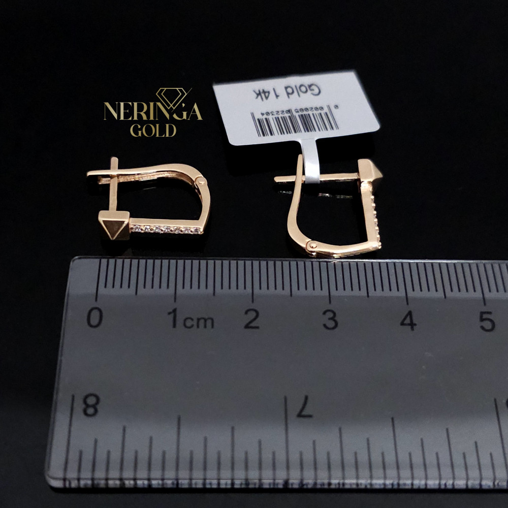 Rose gold english lock earrings #65913