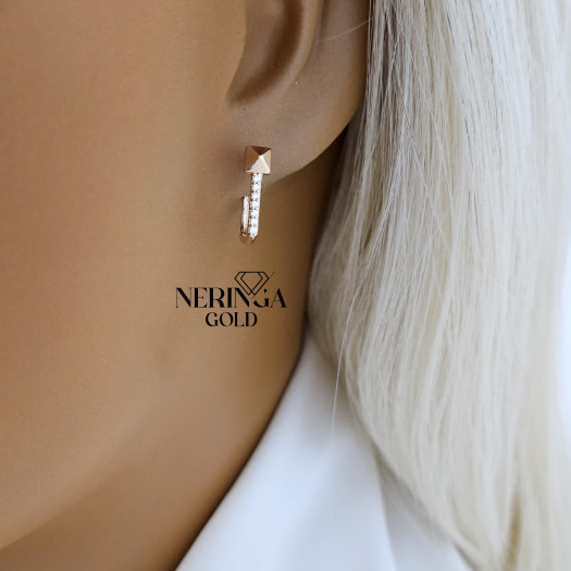 Rose gold english lock earrings #65913