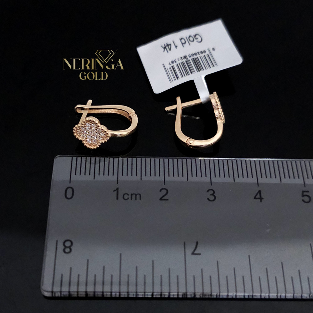 Rose gold english lock earrings #69639