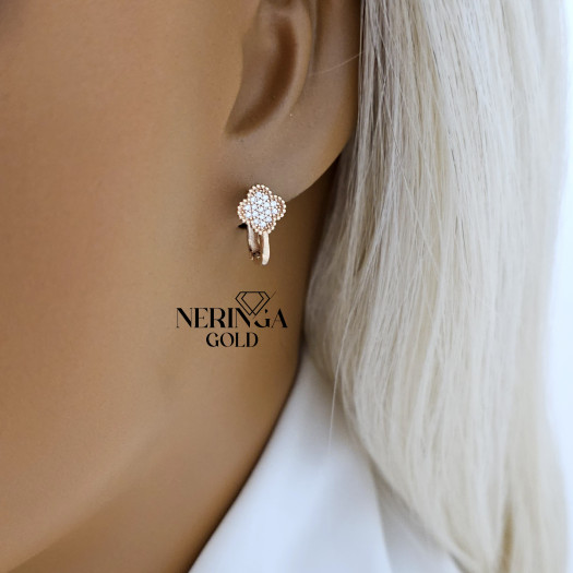 Rose gold english lock earrings #69639