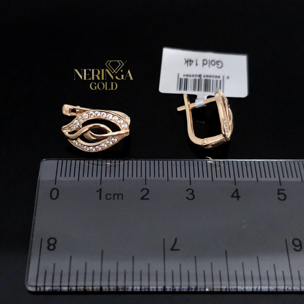 Rose gold english lock earrings #65924