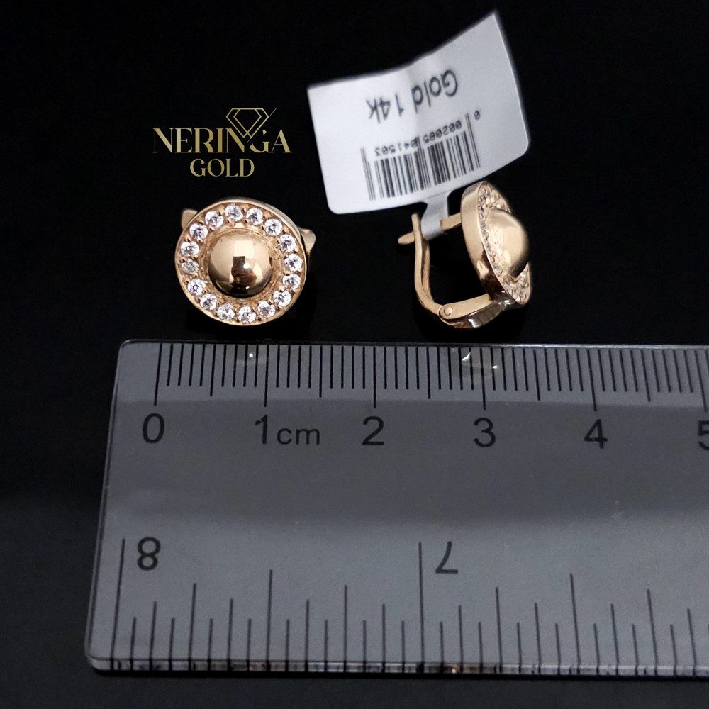 Rose gold english lock earrings #65832