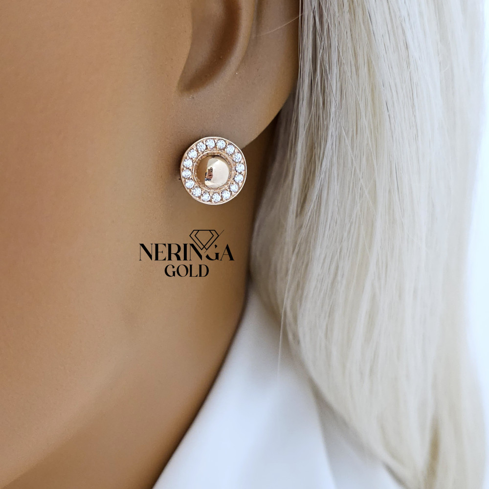 Rose gold english lock earrings #65832