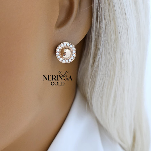 Rose gold english lock earrings #65832