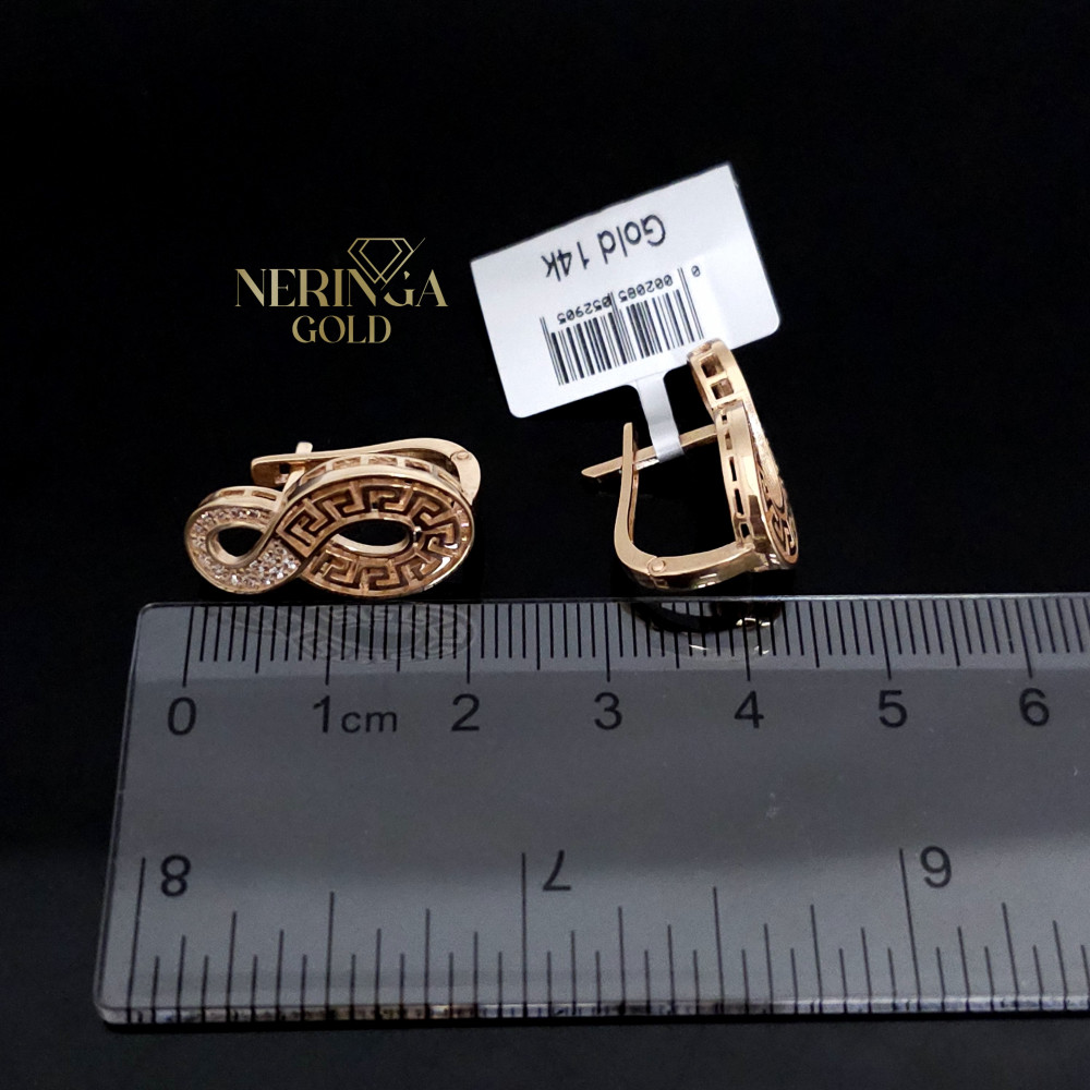 Rose gold english lock earrings #65948
