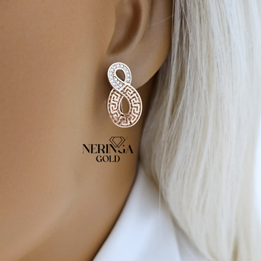 Rose gold english lock earrings #65948