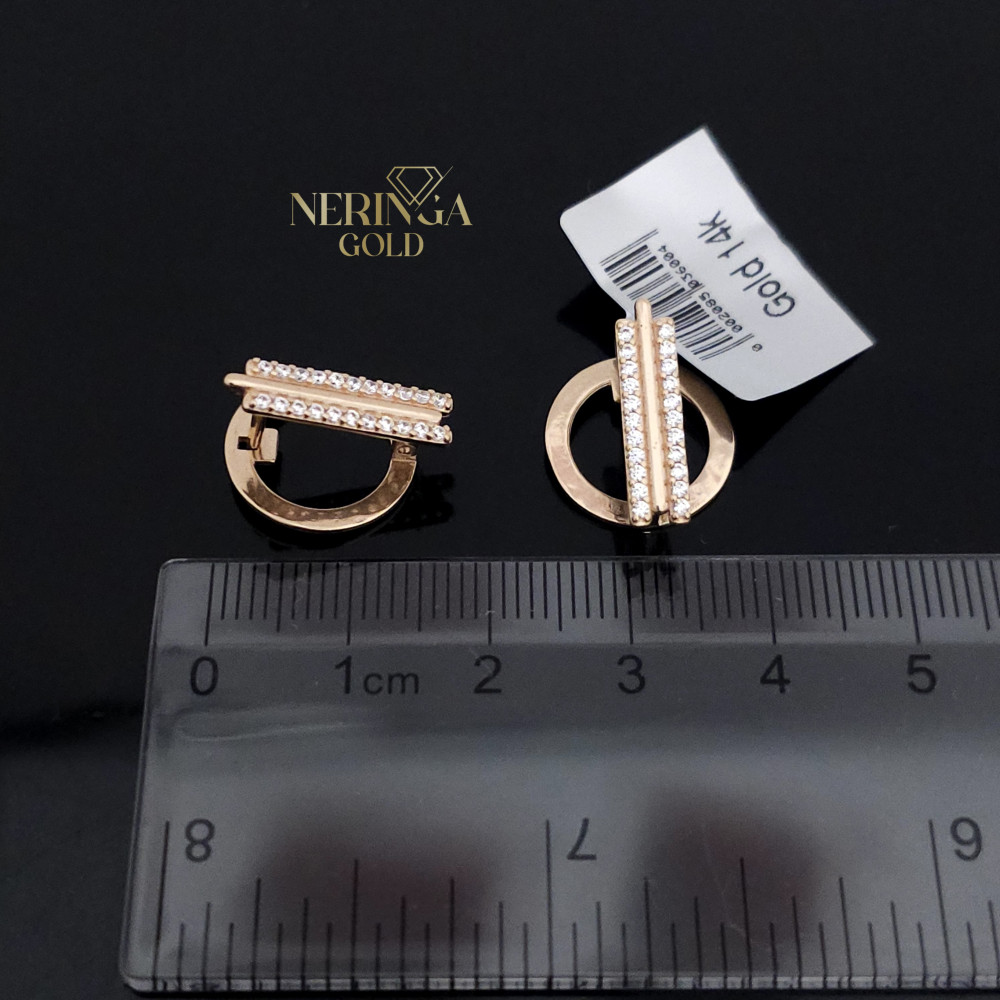 Rose gold english lock earrings #65855