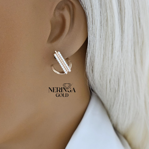 Rose gold english lock earrings #65855