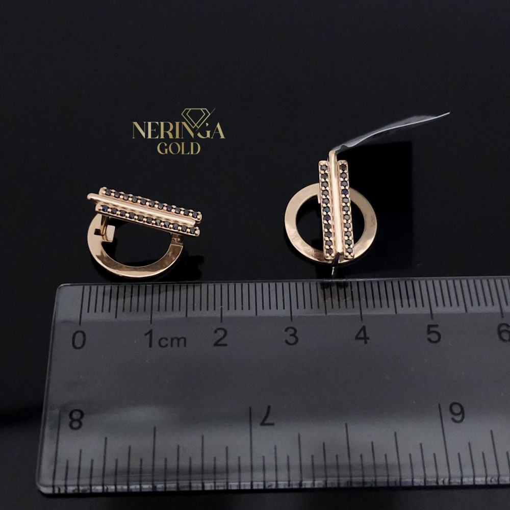 Rose gold english lock earrings #65892
