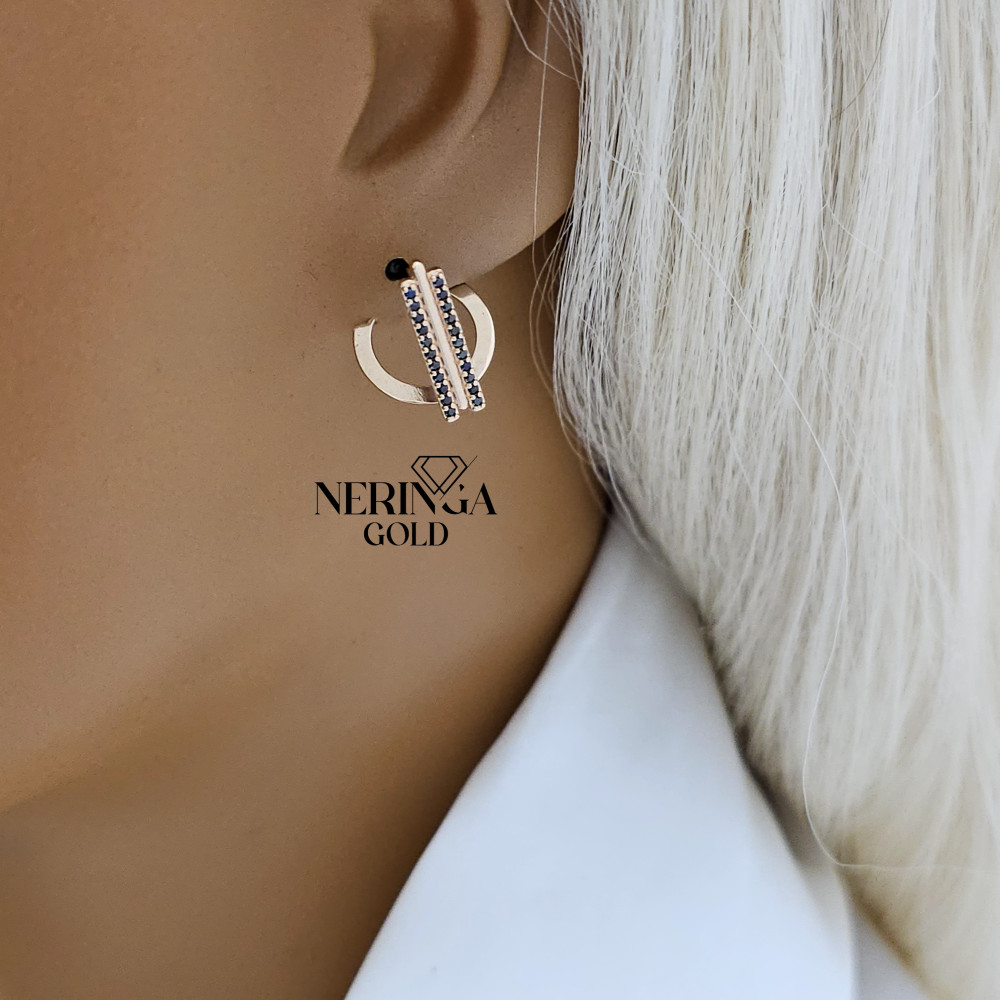 Rose gold english lock earrings #65892