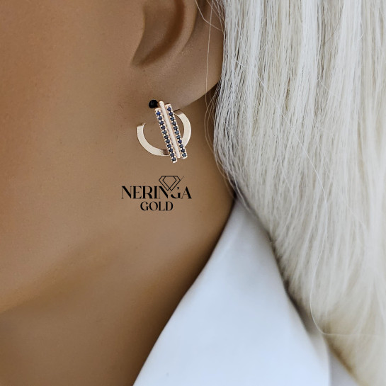 Rose gold english lock earrings #65892
