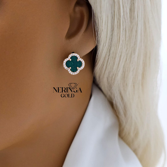 Rose gold english lock earrings #66876