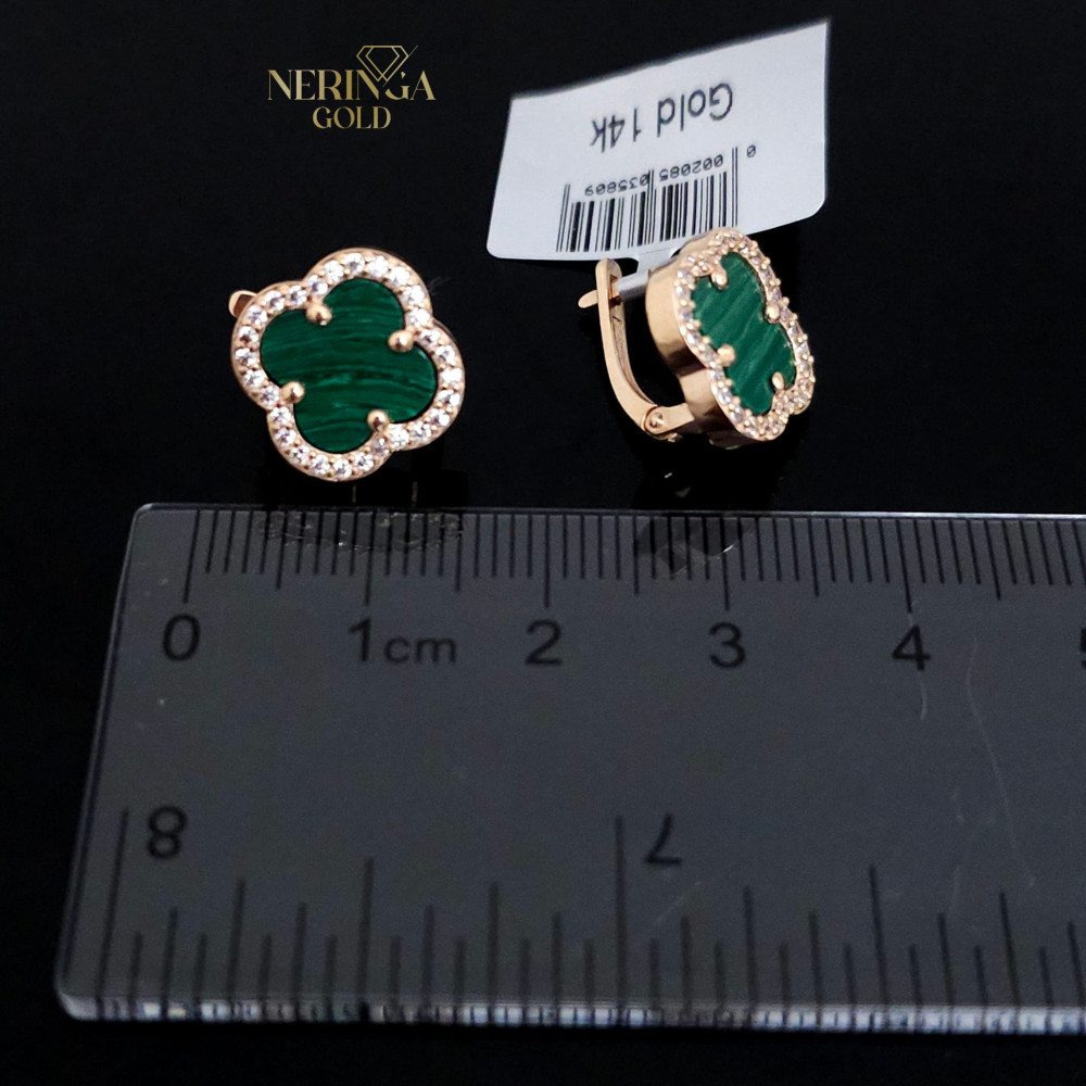 Rose gold english lock earrings #66876