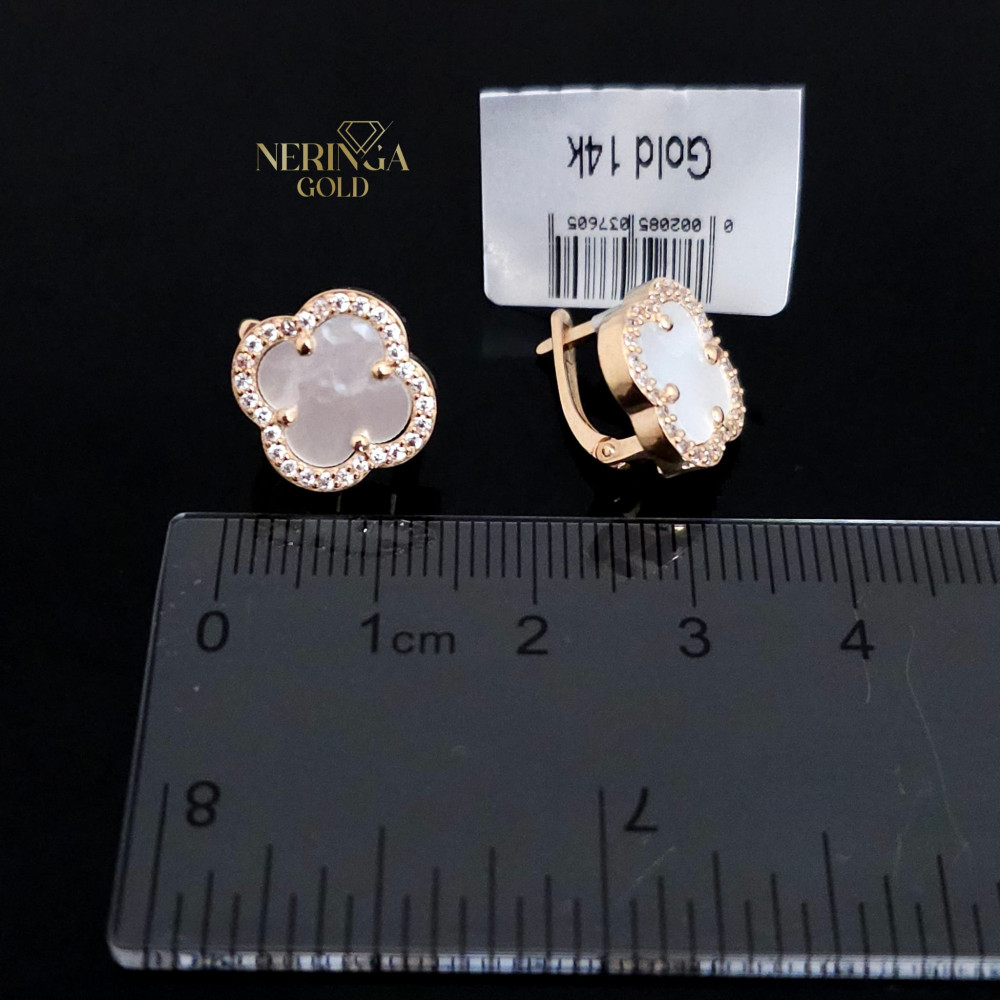 Rose gold english lock earrings #67746