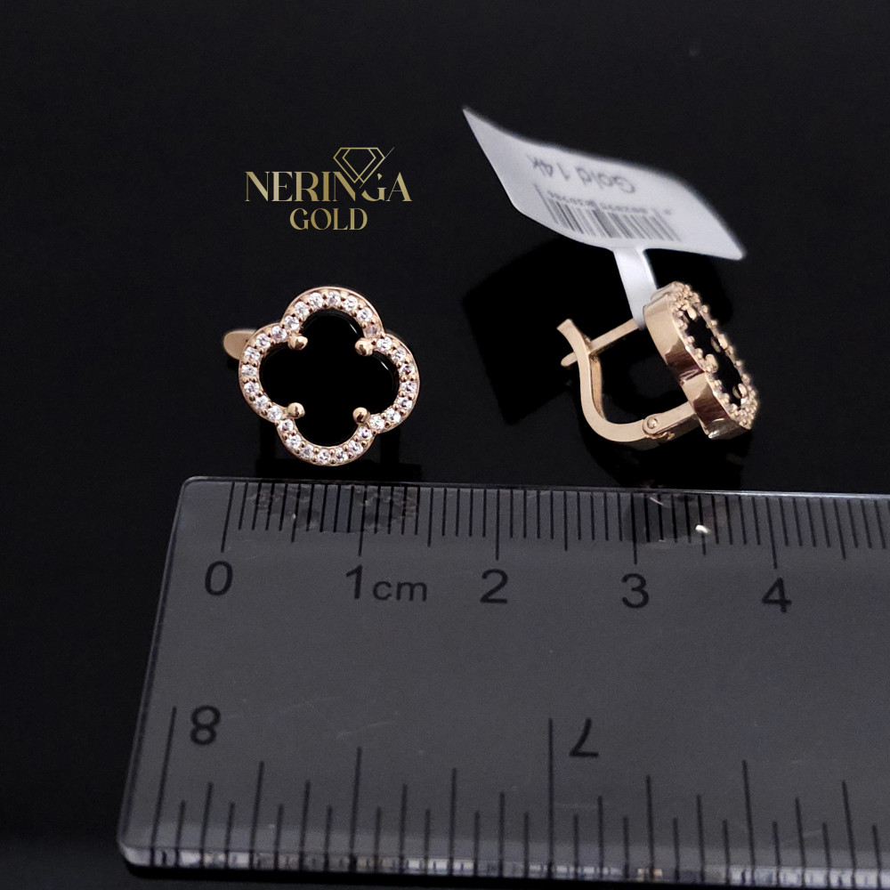 Rose gold english lock earrings #67749