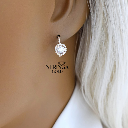 Rose gold english lock earrings #65930