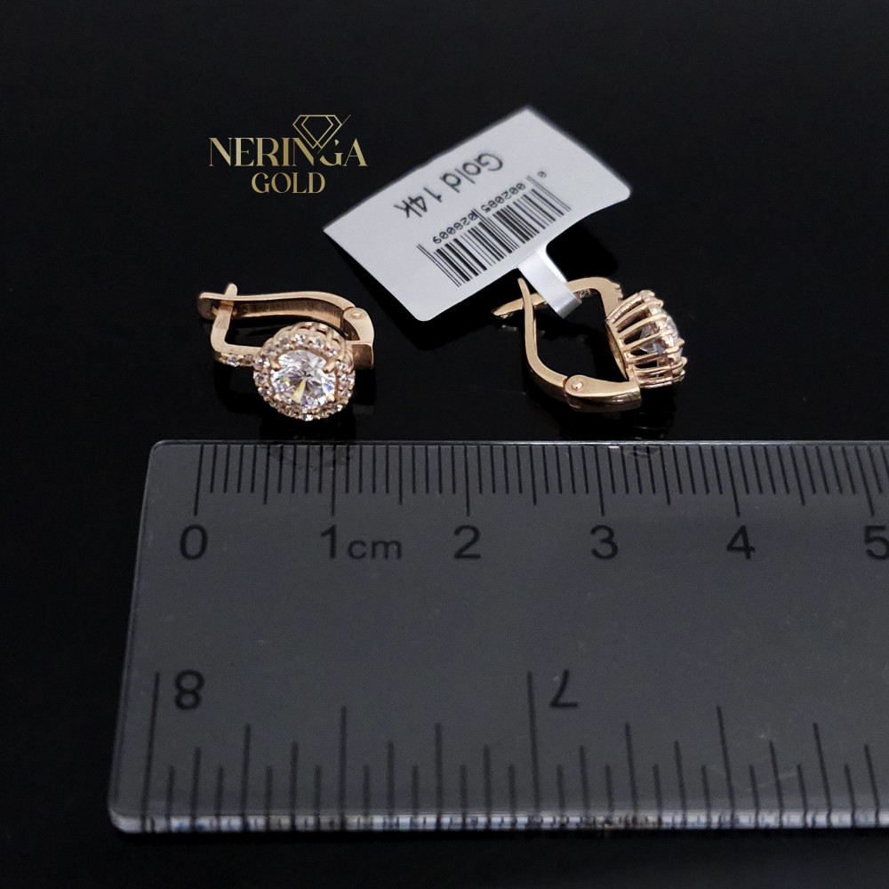 Rose gold english lock earrings #65930