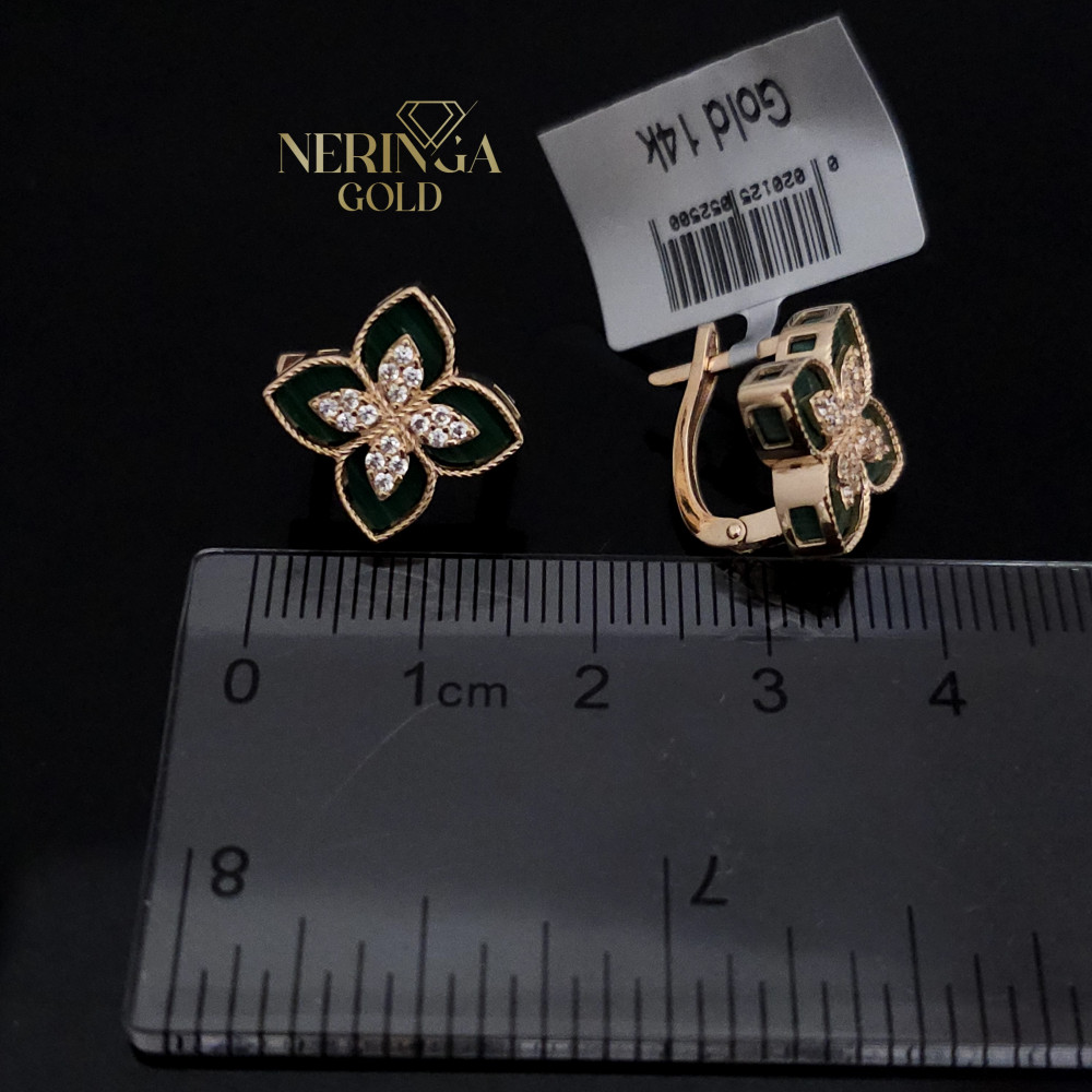 Rose gold english lock earrings #68397