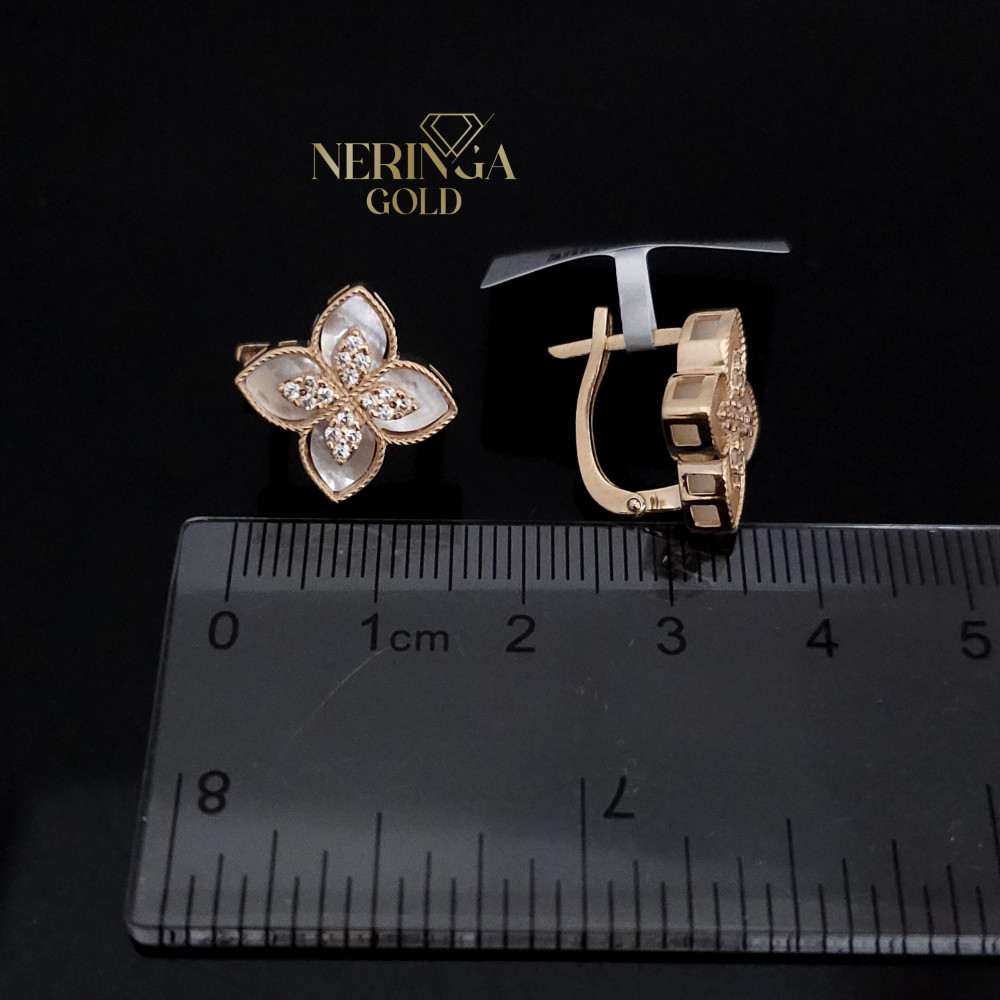 Rose gold english lock earrings #68395