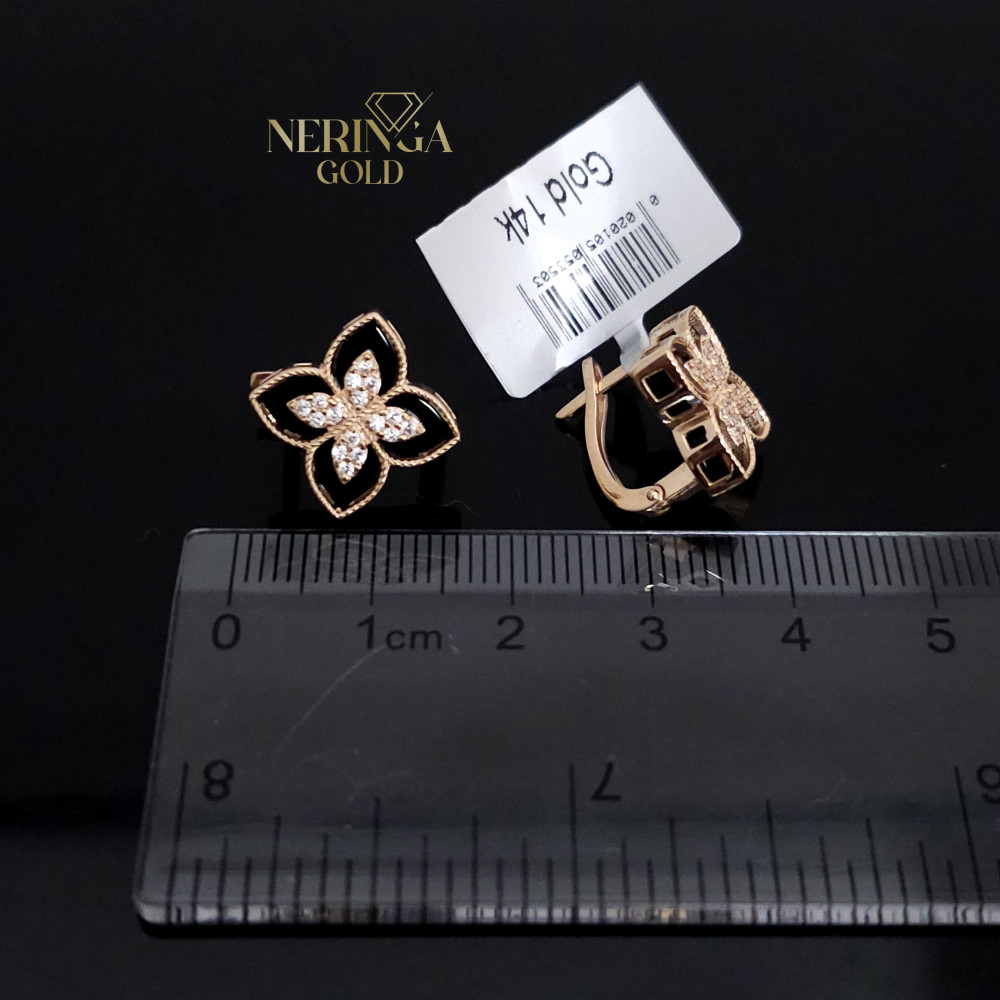Rose gold english lock earrings #67875