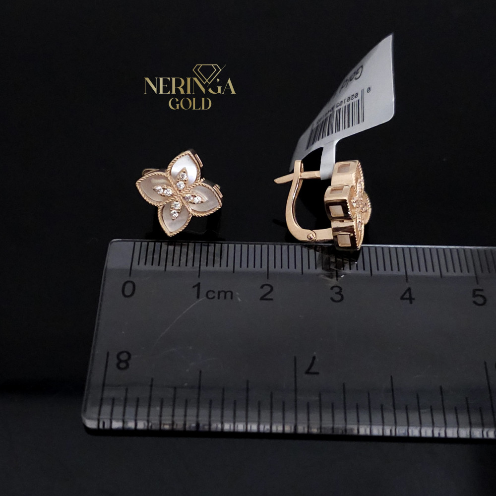 Rose gold english lock earrings #67877