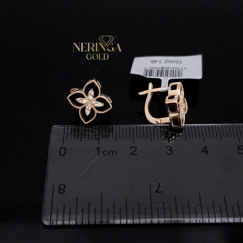 Rose gold english lock earrings #67880