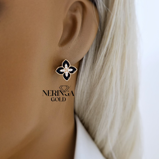 Rose gold english lock earrings #67881