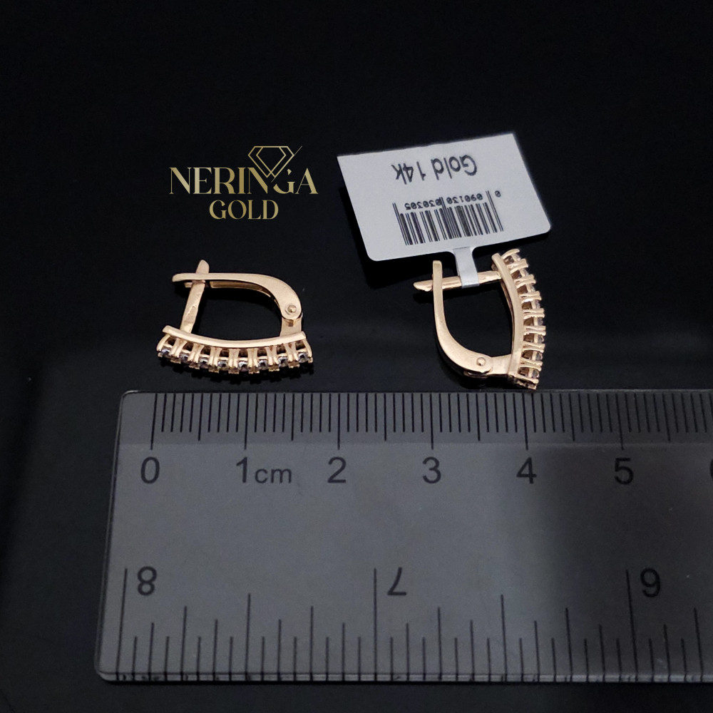 Rose gold english lock earrings #68700