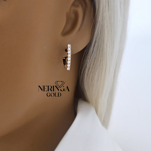 Rose gold english lock earrings #68700