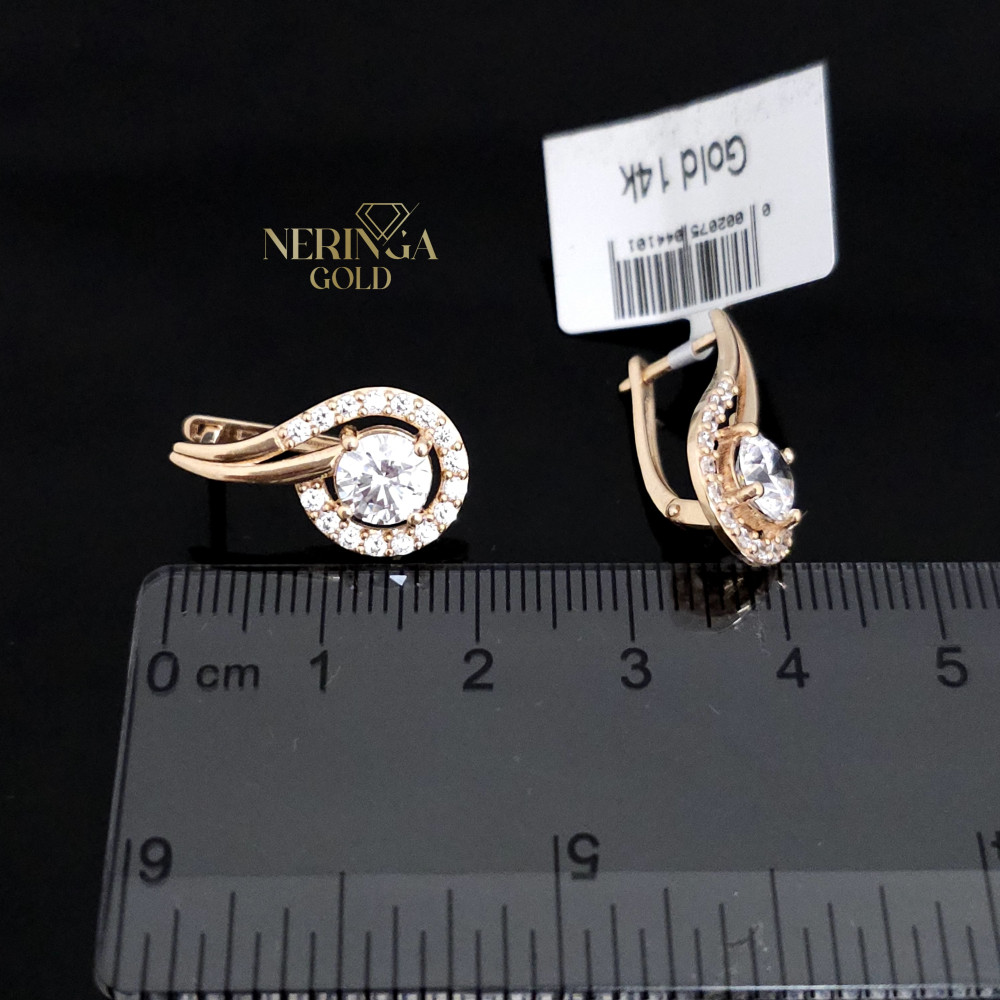 Rose gold english lock earrings #65823
