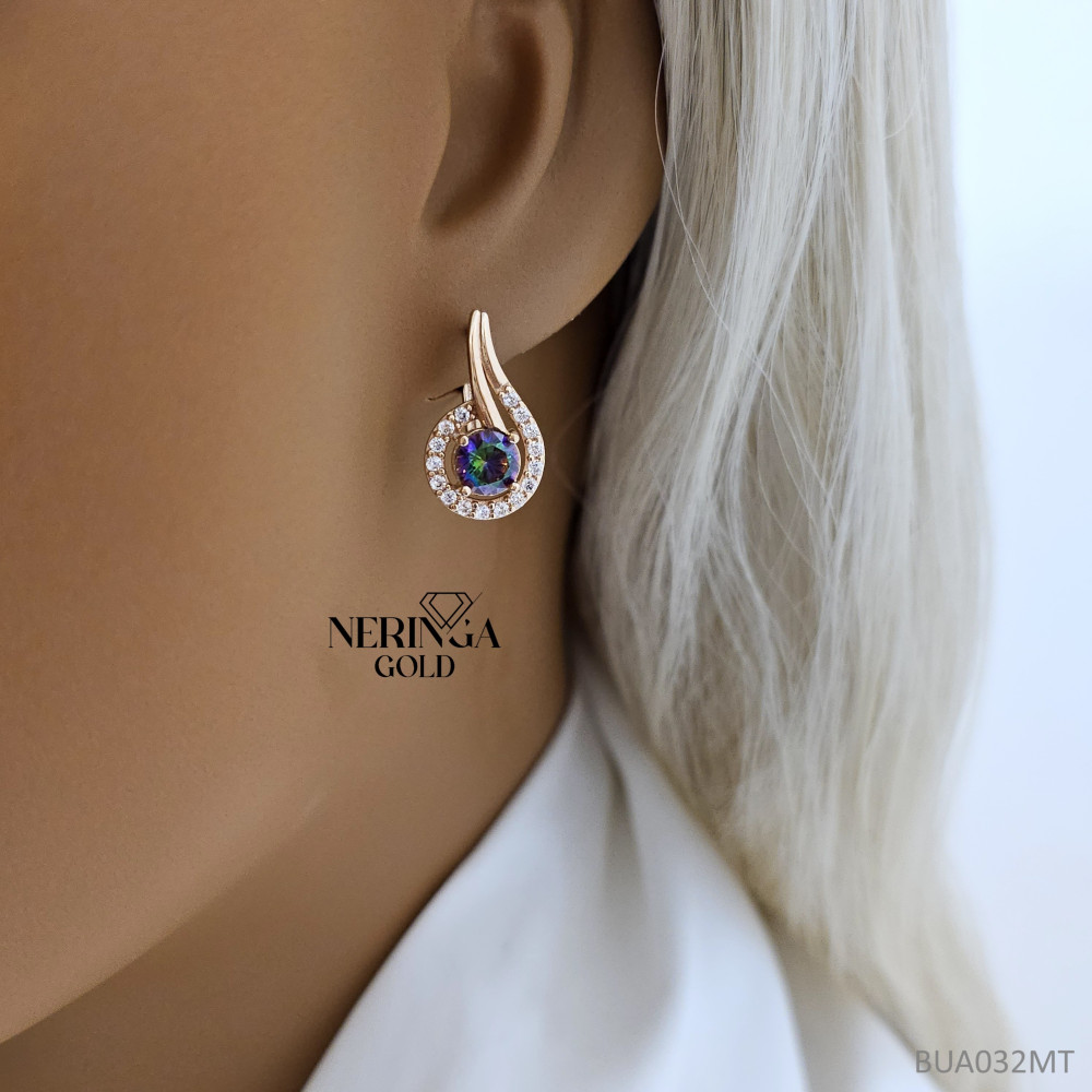 Rose gold english lock earrings #65807