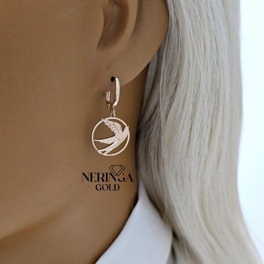 Rose gold english lock earrings #65828