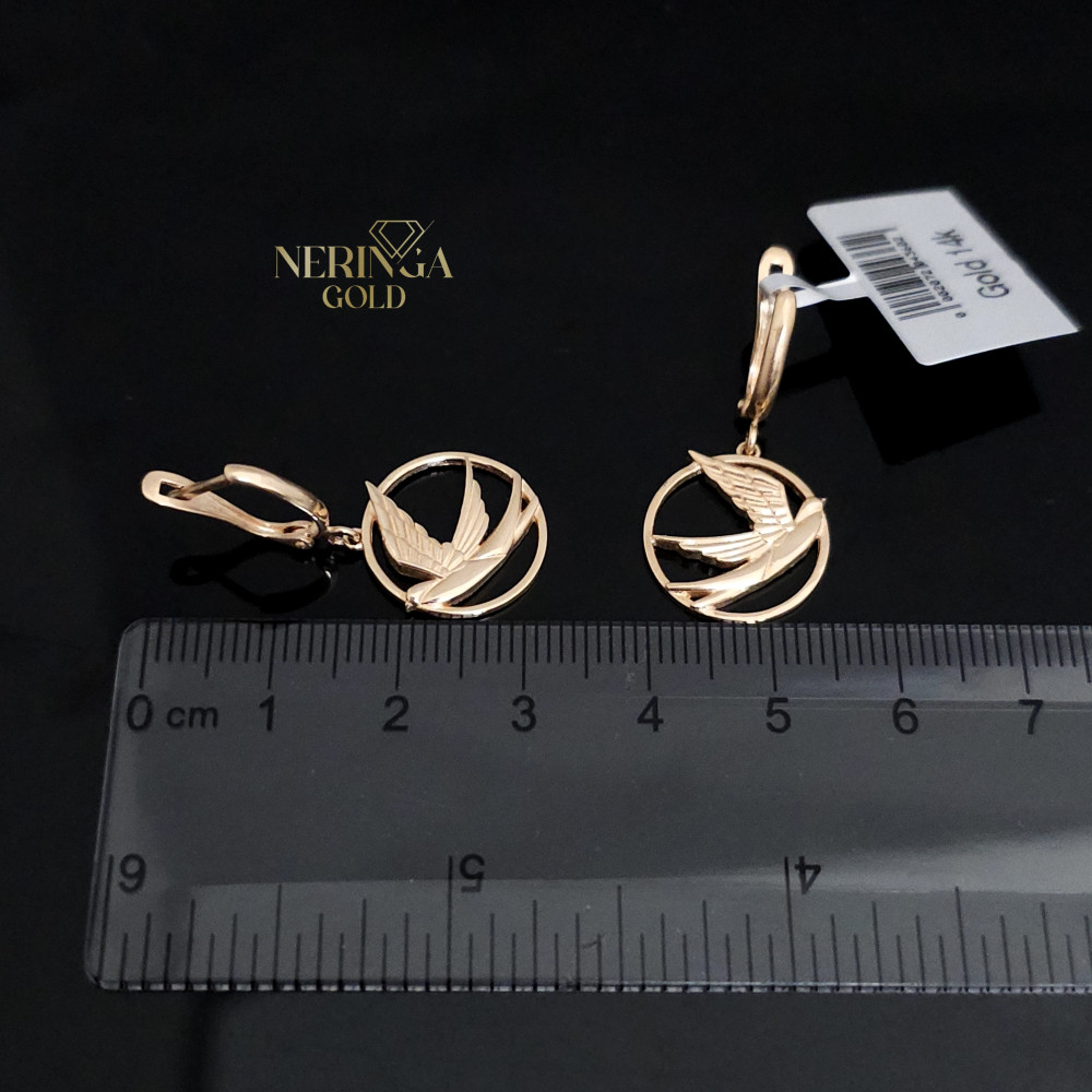 Rose gold english lock earrings #65833