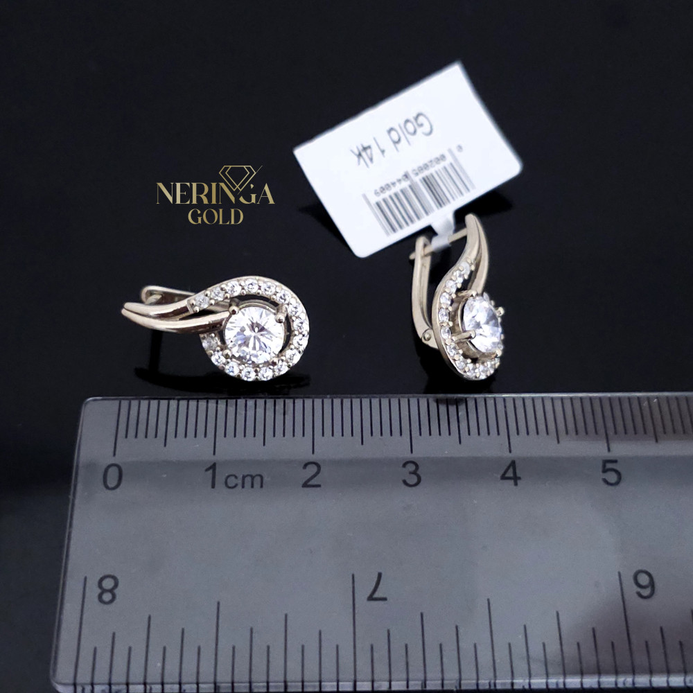 White gold english lock earrings #65849