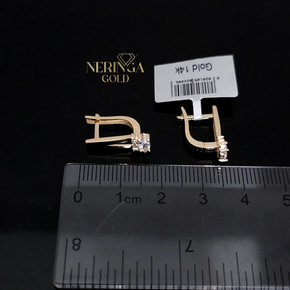 Rose gold english lock earrings #67330