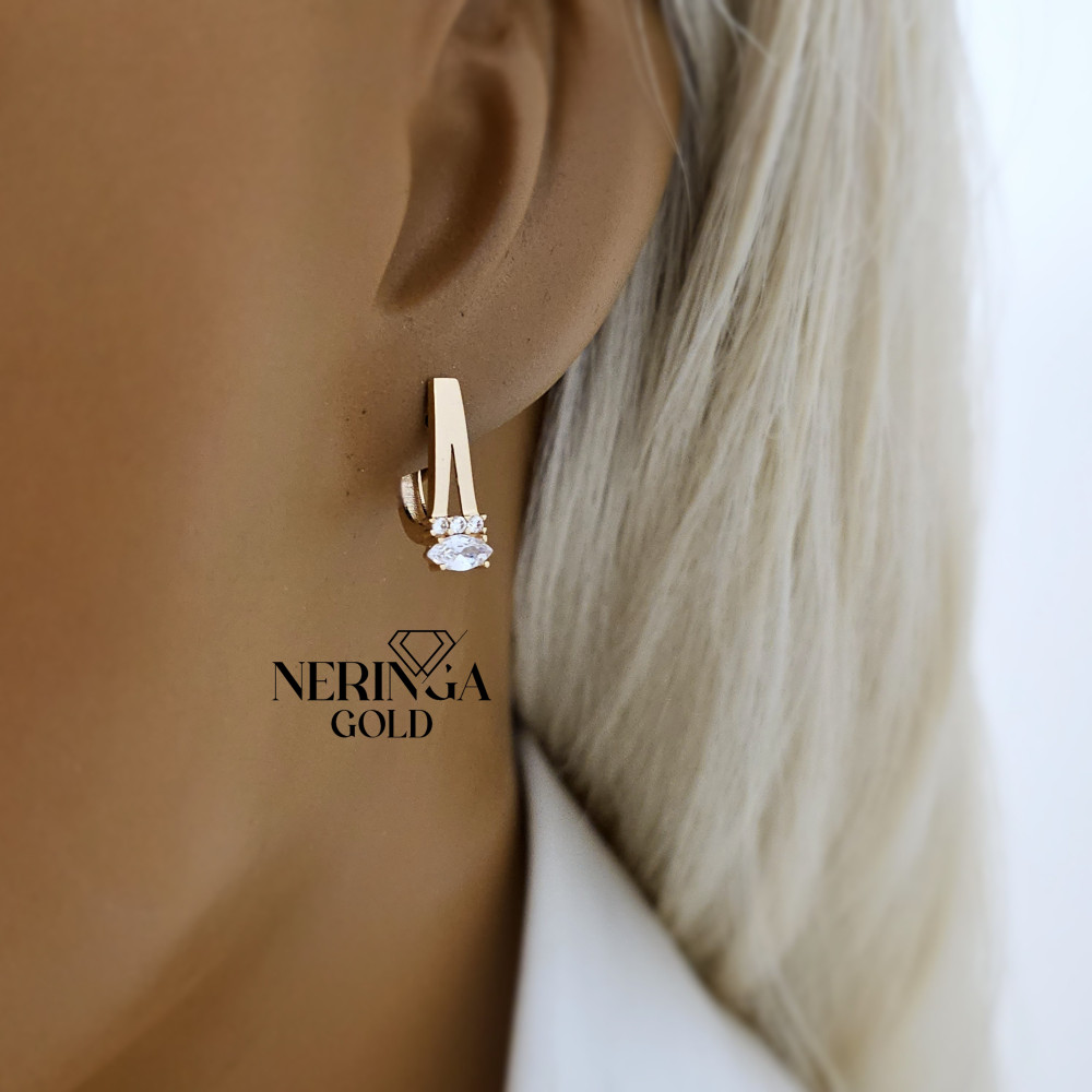 Rose gold english lock earrings #67330