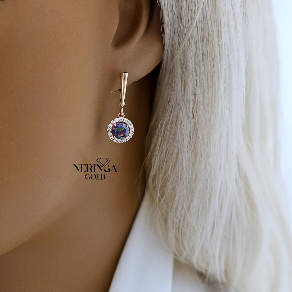 Rose gold english lock earrings #65804