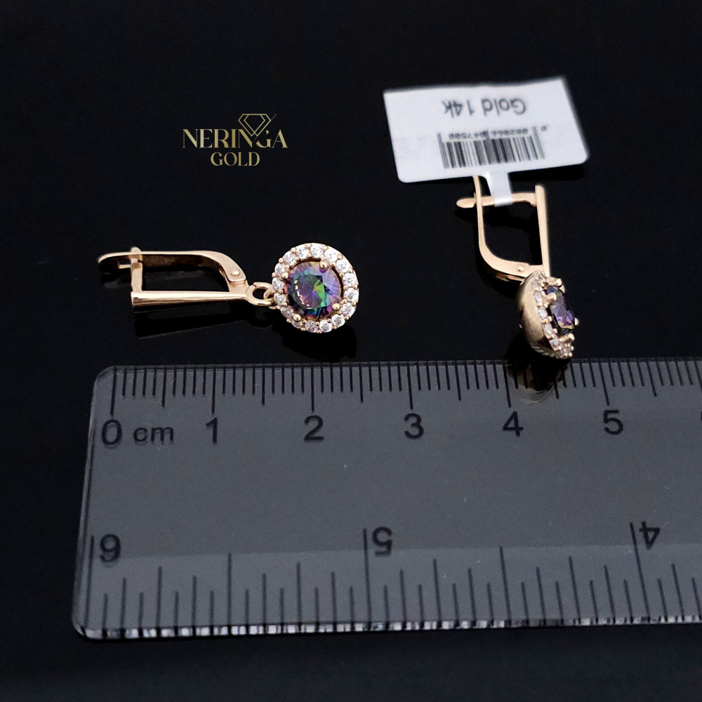 Rose gold english lock earrings #65804