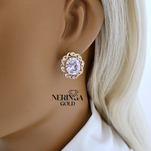 Rose gold english lock earrings #66012