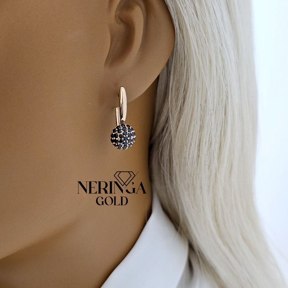 Rose gold english lock earrings #65841