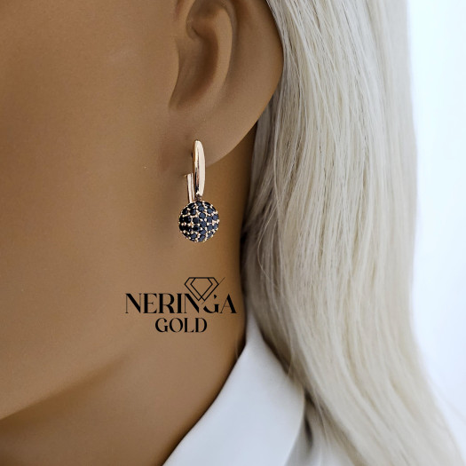 Rose gold english lock earrings #65841