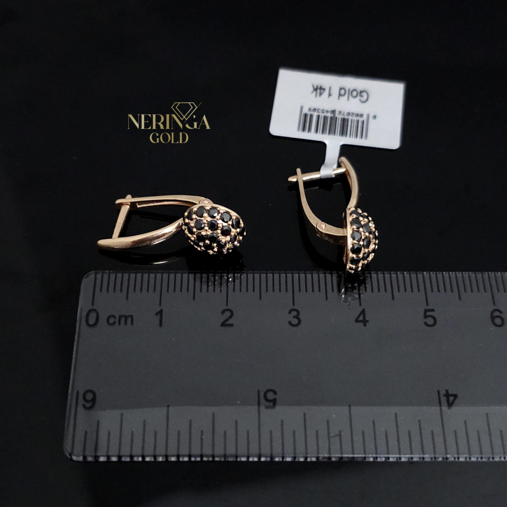 Rose gold english lock earrings #65841