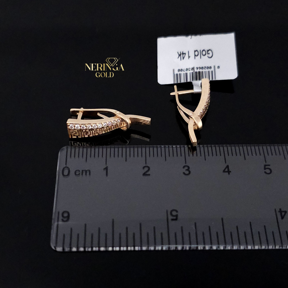 Rose gold english lock earrings #68028