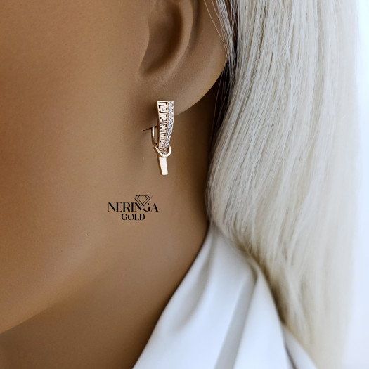 Rose gold english lock earrings #68028