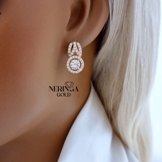 Rose gold english lock earrings #65951