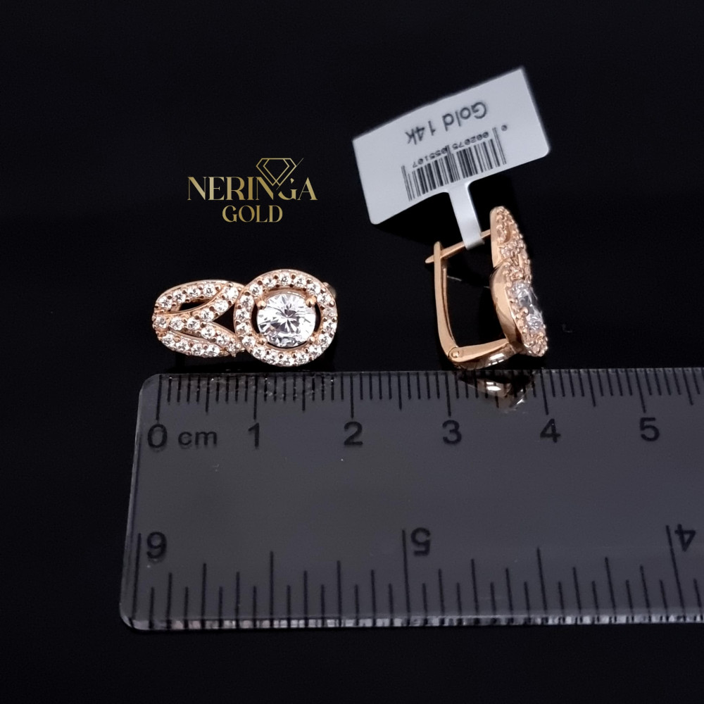 Rose gold english lock earrings #65951